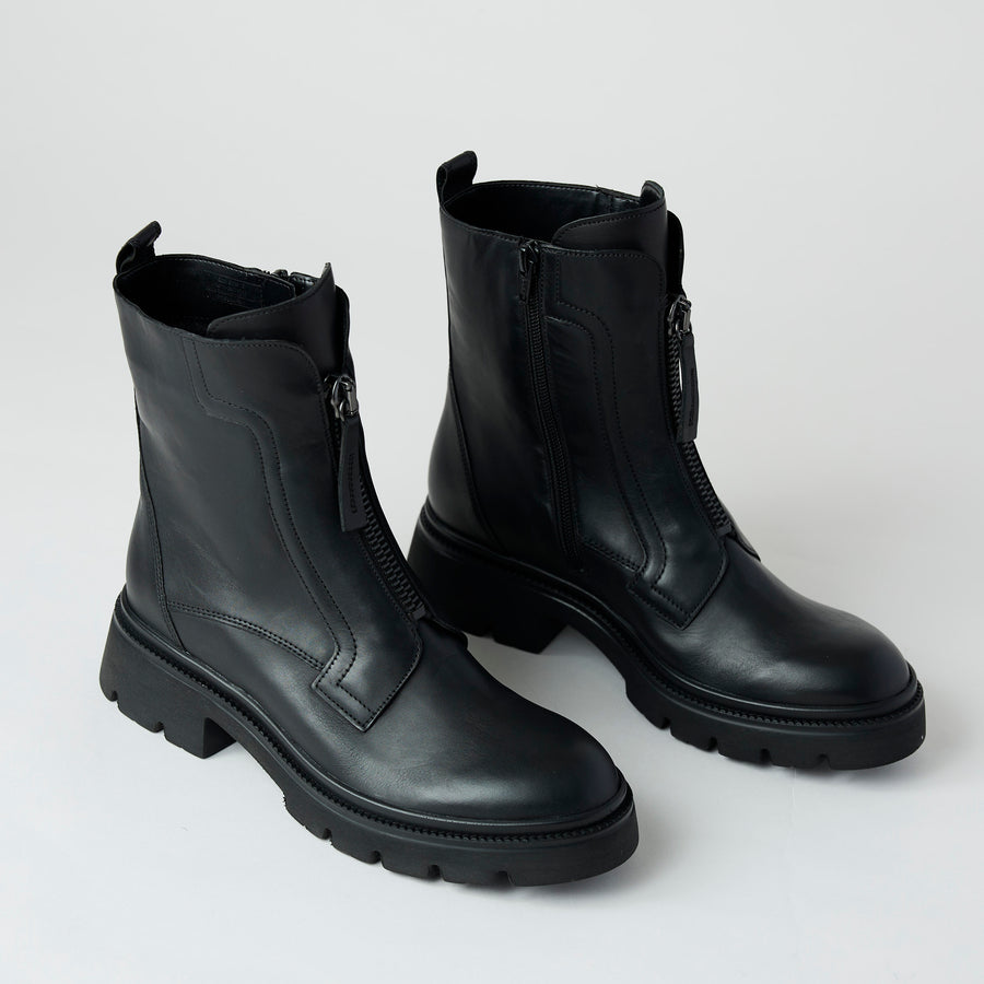 Gabor Black Leather Biker Boots - Nozomi