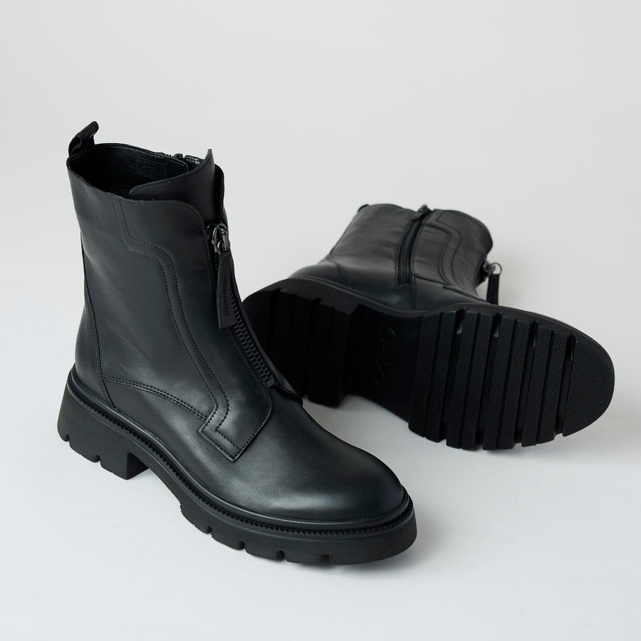 Gabor Black Leather Biker Boots - Nozomi