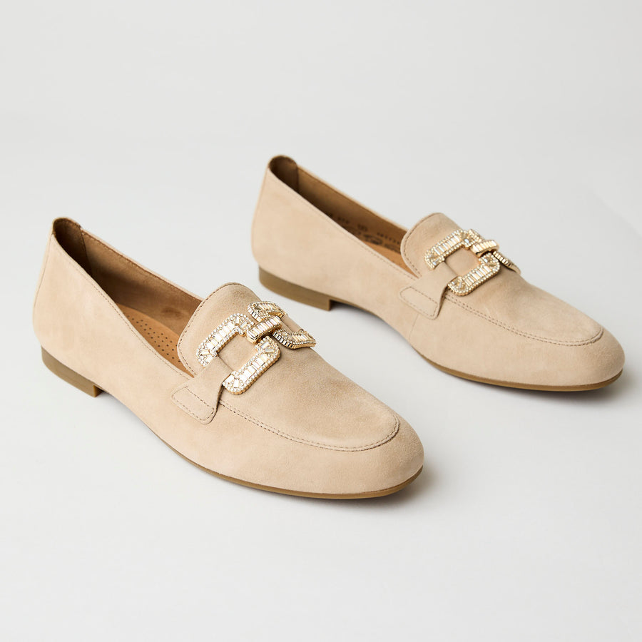 Gabor Beige Suede Leather Loafers - Nozomi