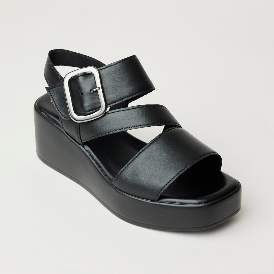Gabor Black Leather Platform Sandals - Nozomi