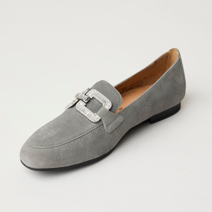 Gabor Grey Suede Leather Loafers - Nozomi