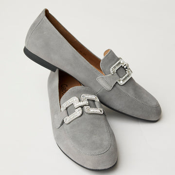 Gabor Grey Suede Leather Loafers - Nozomi