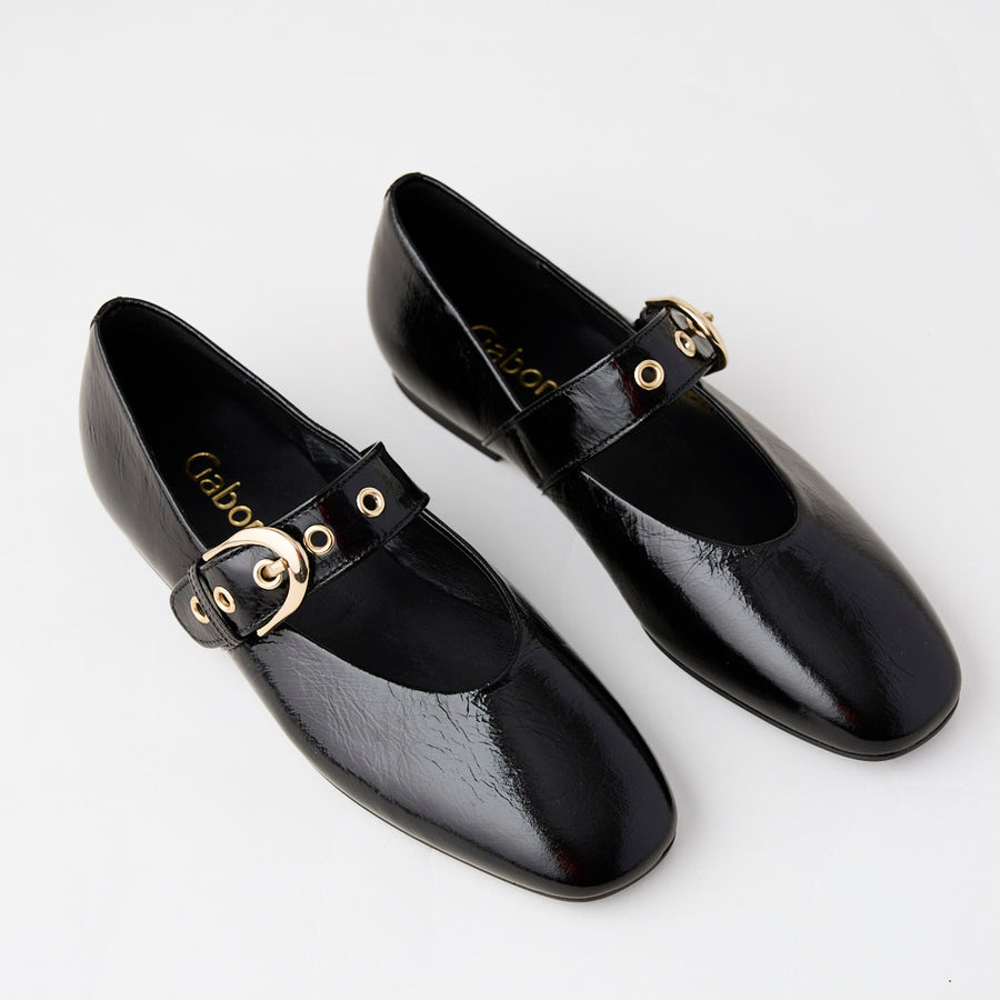 Gabor Mary Jane Black Patent Leather Pumps - Nozomi