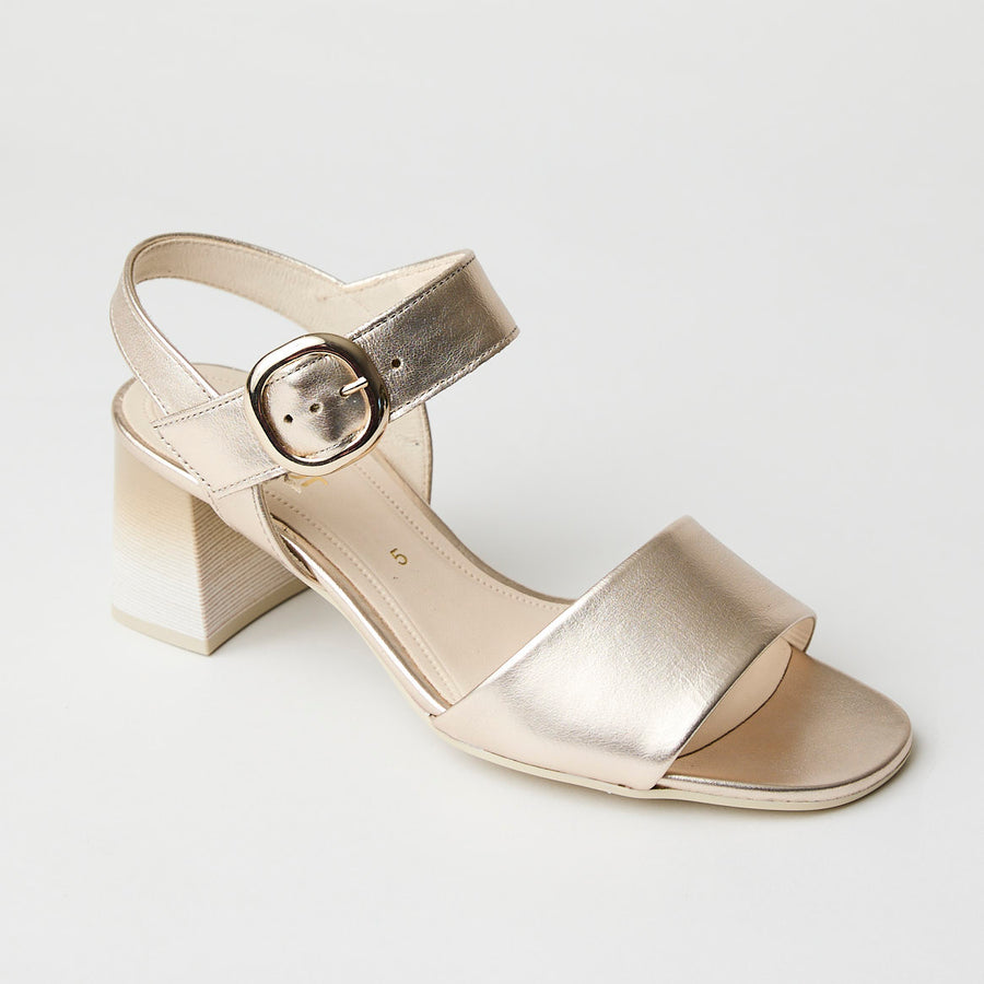 Gabor Champagne Metallic Leather Sandals - Nozomi