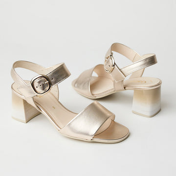 Gabor Champagne Metallic Leather Sandals - Nozomi