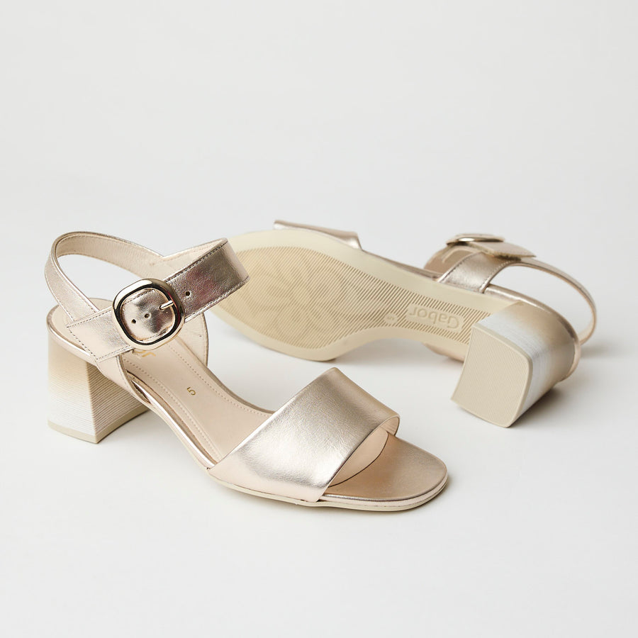 Gabor Champagne Metallic Leather Sandals - Nozomi