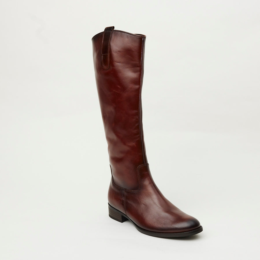 Gabor Knee High Flat Tan Leather Boots - Nozomi