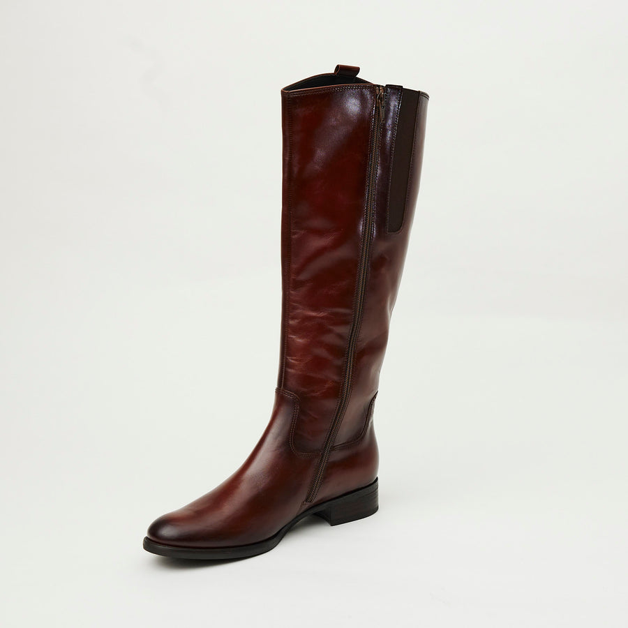 Gabor Knee High Flat Tan Leather Boots - Nozomi