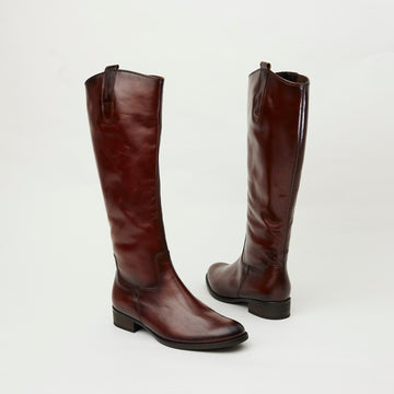 Gabor Knee High Flat Tan Leather Boots - Nozomi