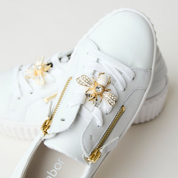 Gabor White Leather Flatform Trainers - Nozomi