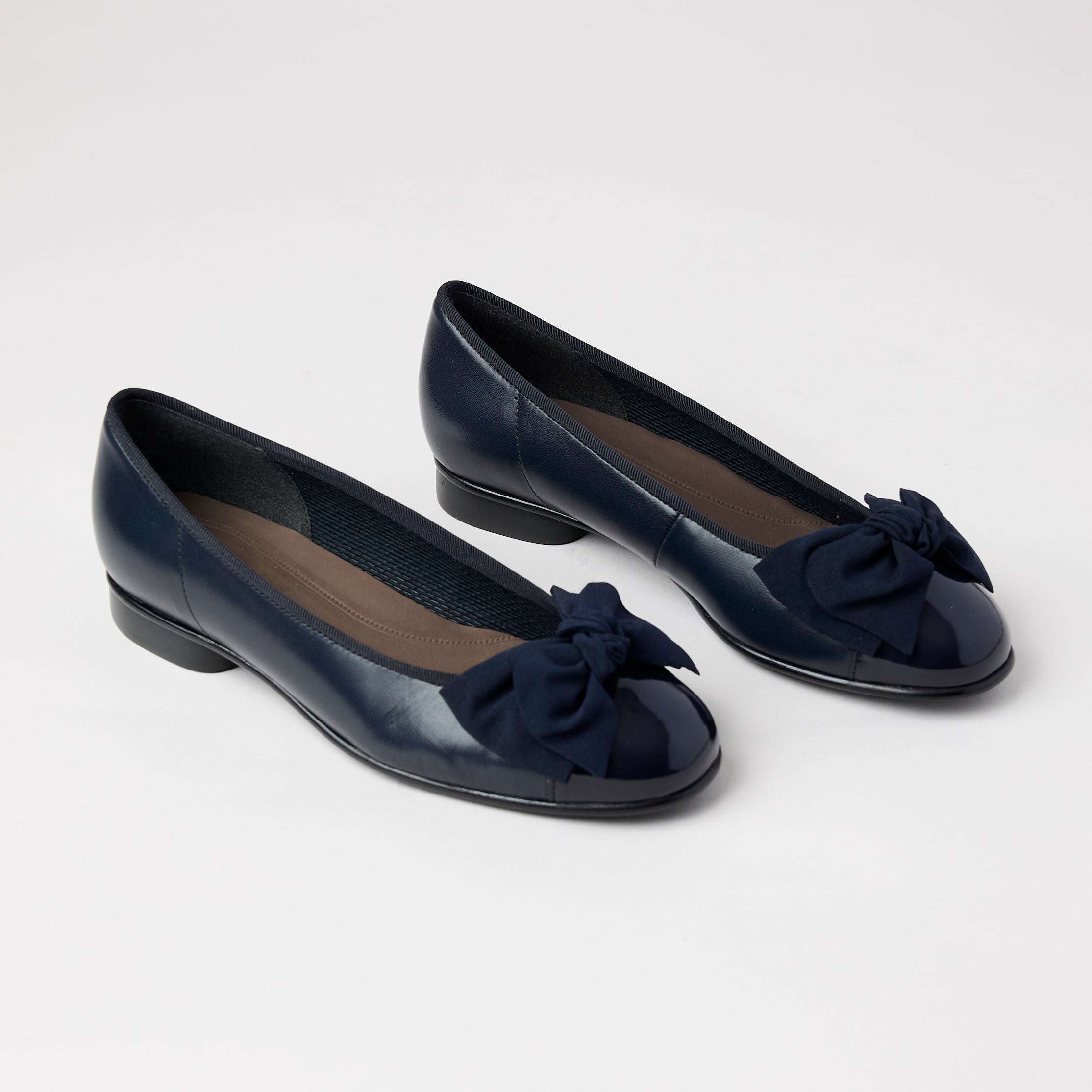 Ballerina Shoes Navy Blue Leather Ballet Flats Gabor Navy Leather