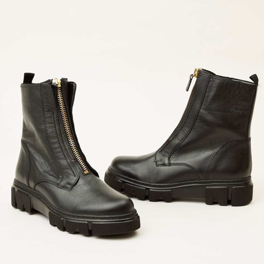 Gabor Black Leather Ankle Boots - Nozomi