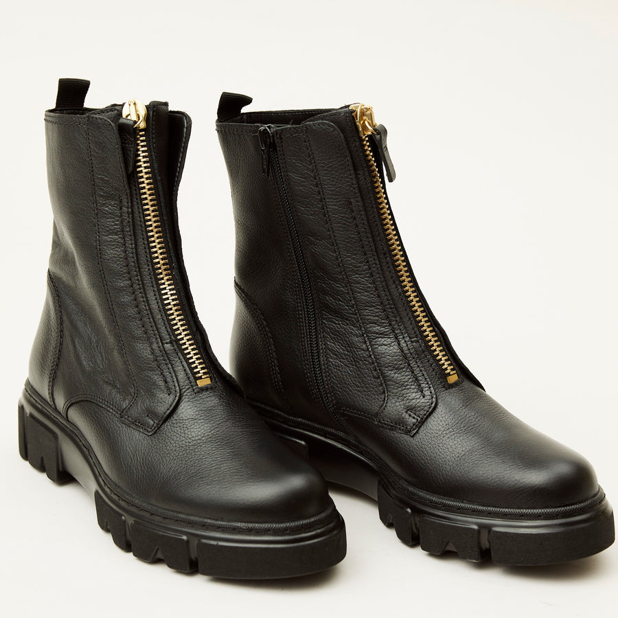 Gabor Black Leather Ankle Boots - Nozomi