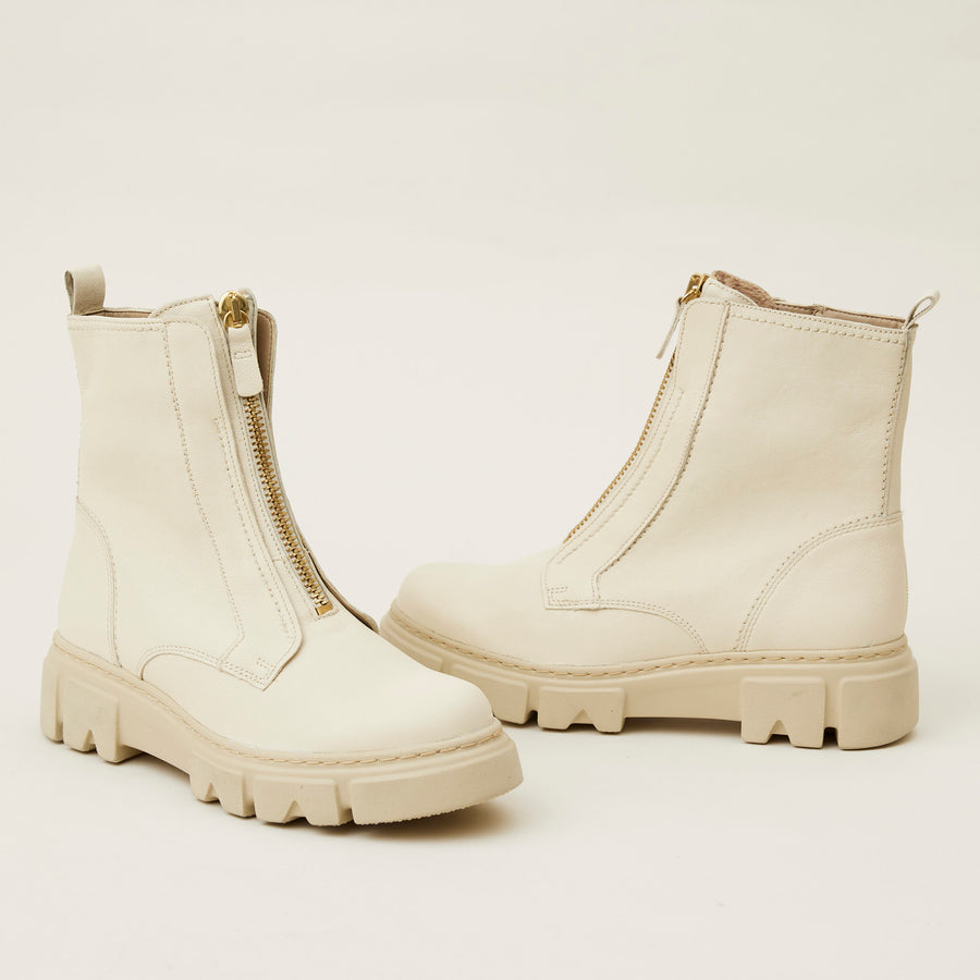 Gabor Cream Leather Over Ankle Boots - Nozomi