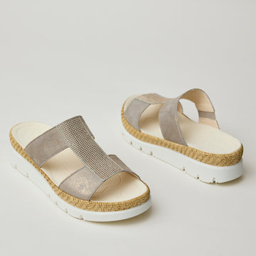 Gabor Metallic Leather Sliders