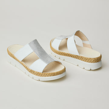 Gabor White Leather Sliders