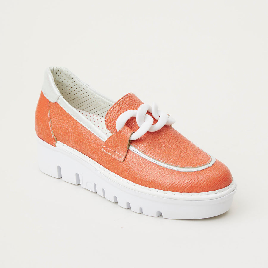 Jose Saenz Orange Leather Loafers - Nozomi