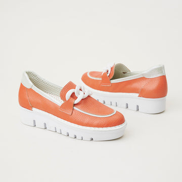 Jose Saenz Orange Leather Loafers - Nozomi