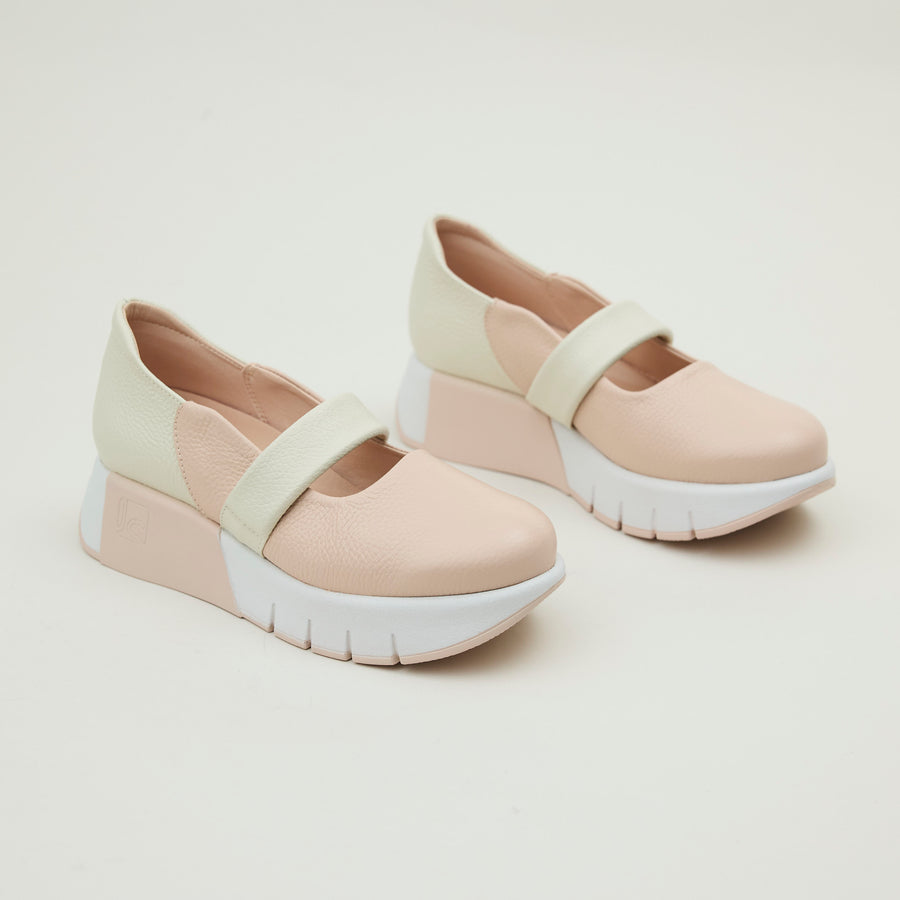Jose Saenz Pink and Beige Leather Flatform Shoes - Nozomi