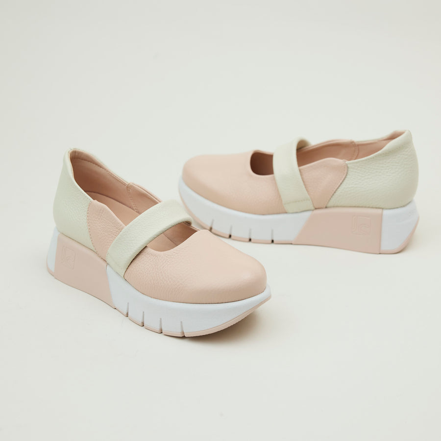 Jose Saenz Pink and Beige Leather Flatform Shoes - Nozomi