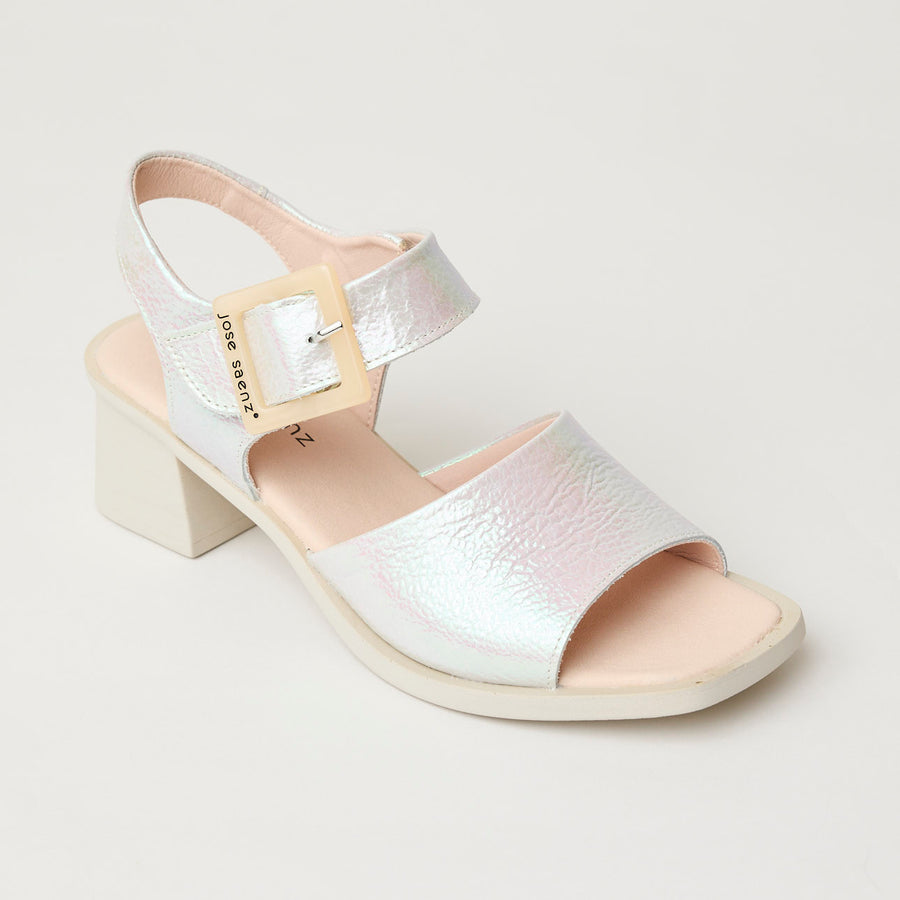 Jose Saenz Pearlised Silver Leather Sandals - Nozomi