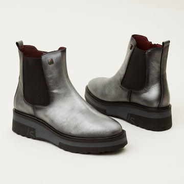 Jose Saenz Platform Grey Metallic Leather Ankle Boots - Nozomi