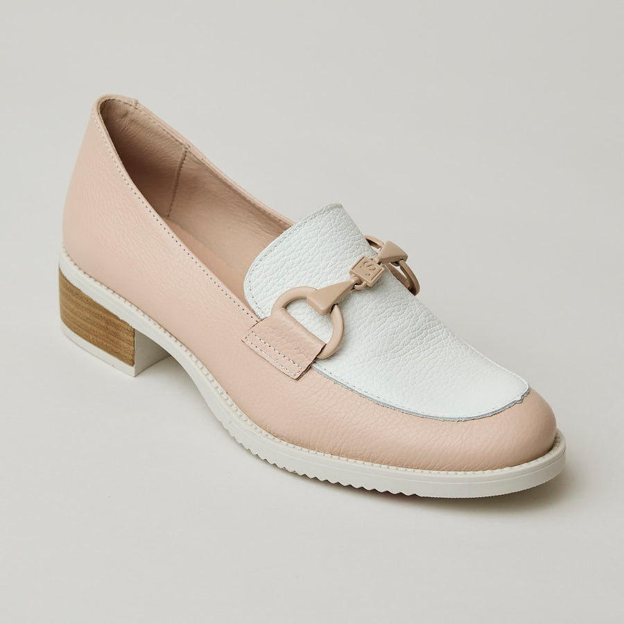 Jose Saenz Pink and White Leather Loafers - Main Image
