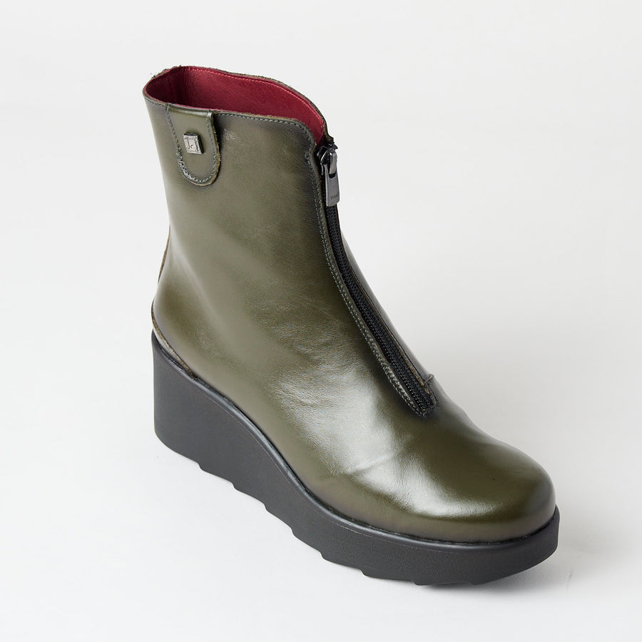Jose Saenz Khaki Leather Over Ankle Boots, Nozomi Shoe Boutique