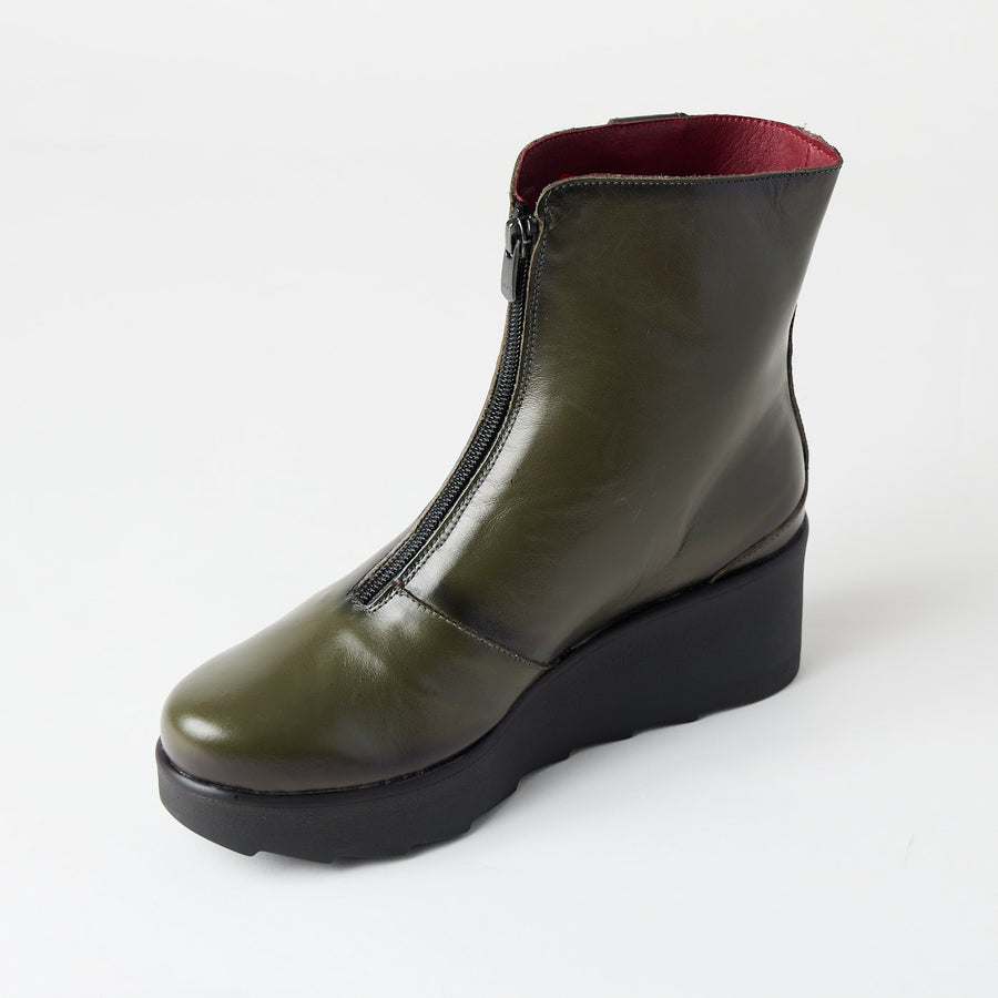 Jose Saenz Khaki Leather Over Ankle Boots, Nozomi Shoe Boutique