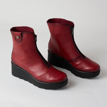 Jose Saenz Red Leather Over Ankle Boots
