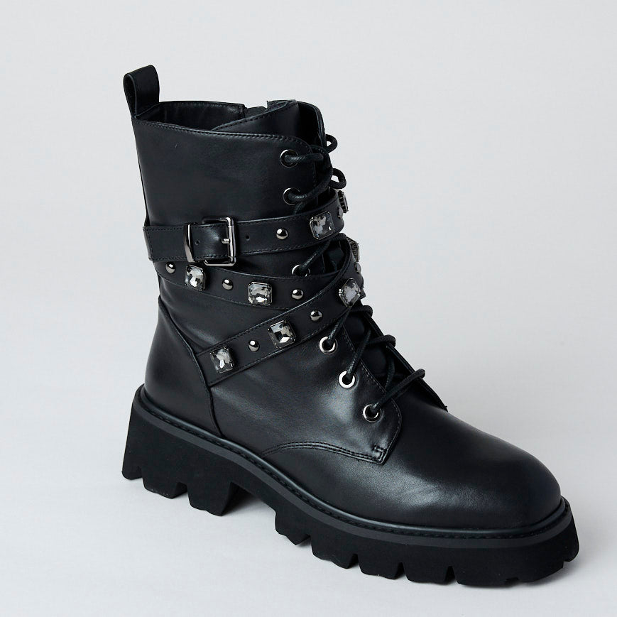 Lodi Black Leather Hiking Boots