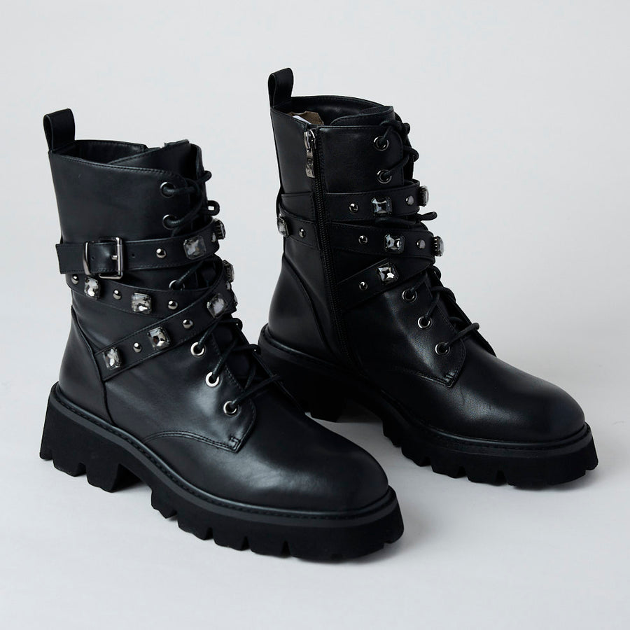 Lodi Black Leather Hiking Boots