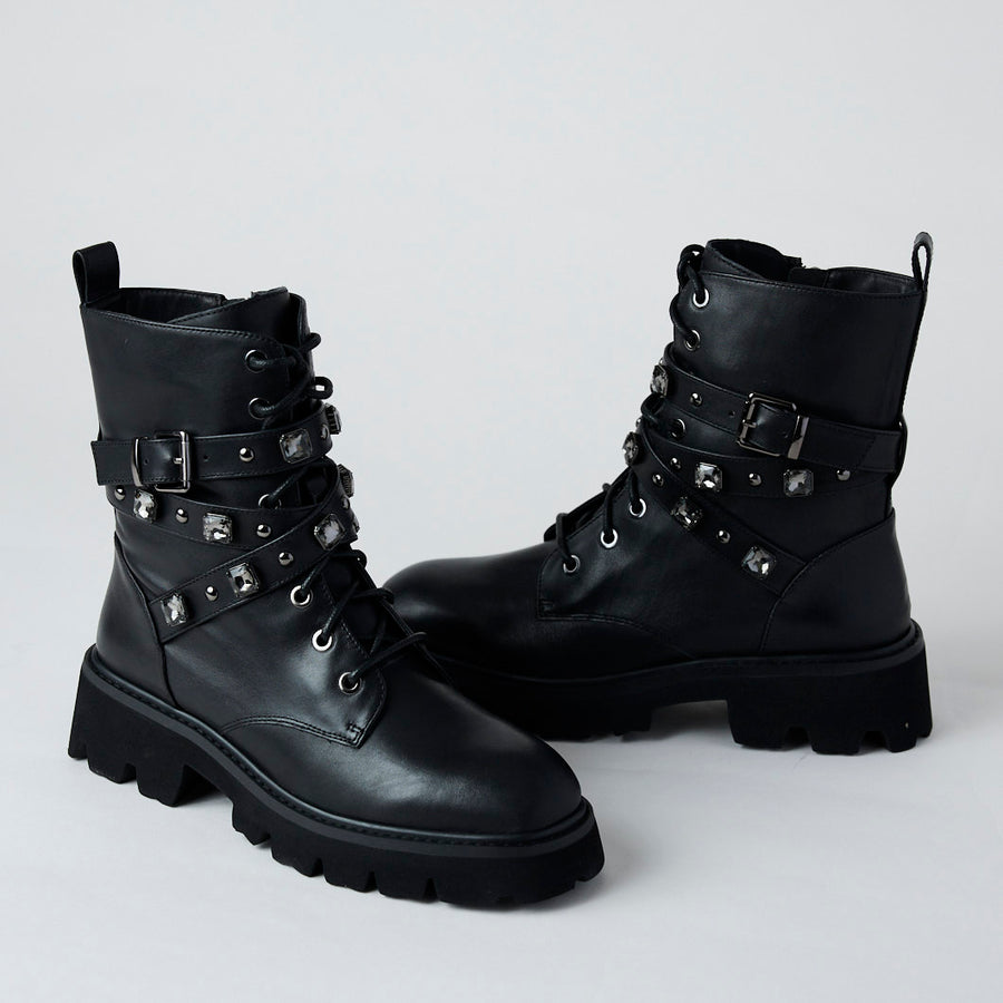 Lodi Black Leather Hiking Boots