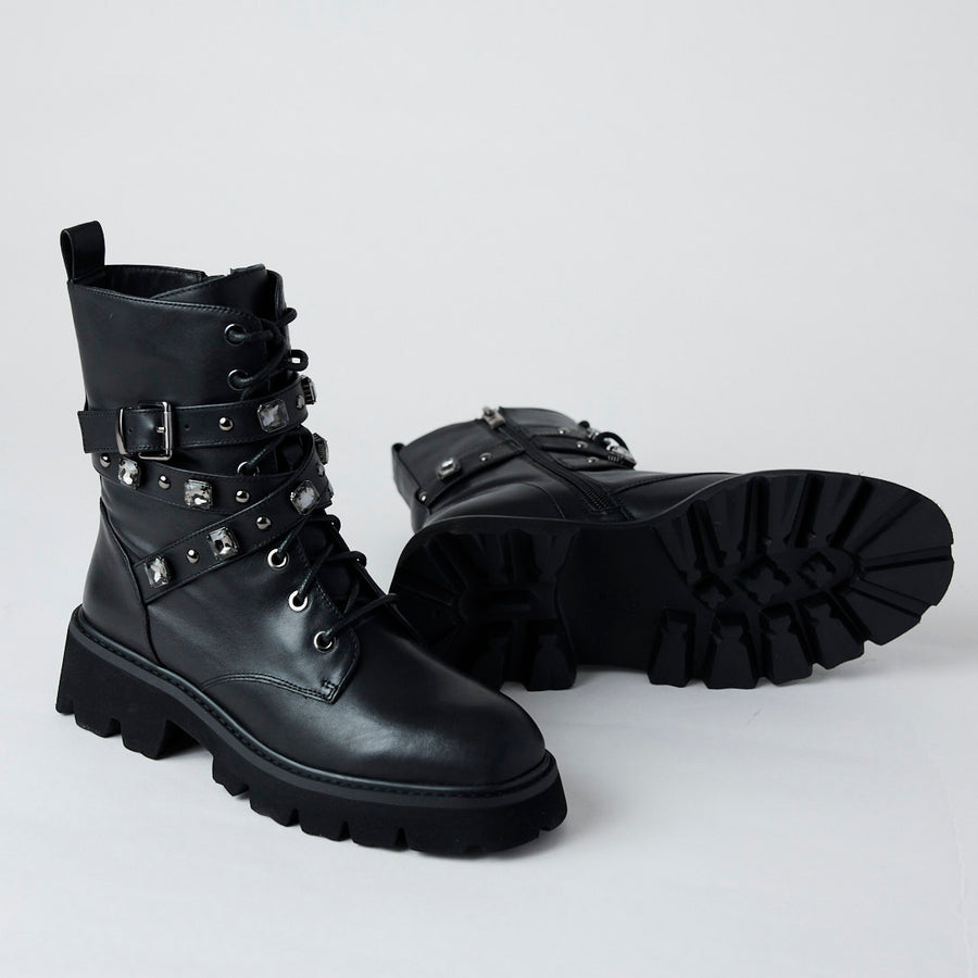 Lodi Black Leather Hiking Boots