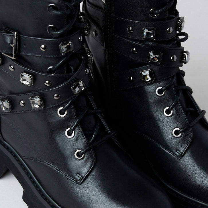 Lodi Black Leather Hiking Boots