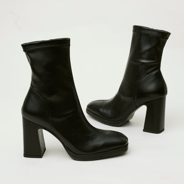 Lodi Black High Heeled Sock Ankle Boots - Nozomi