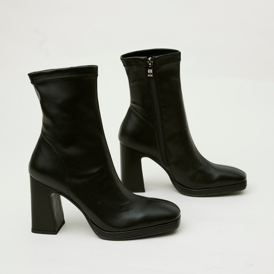 Lodi Black High Heeled Sock Ankle Boots - Nozomi