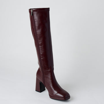 Lodi Knee High Stretch Burgundy Boots