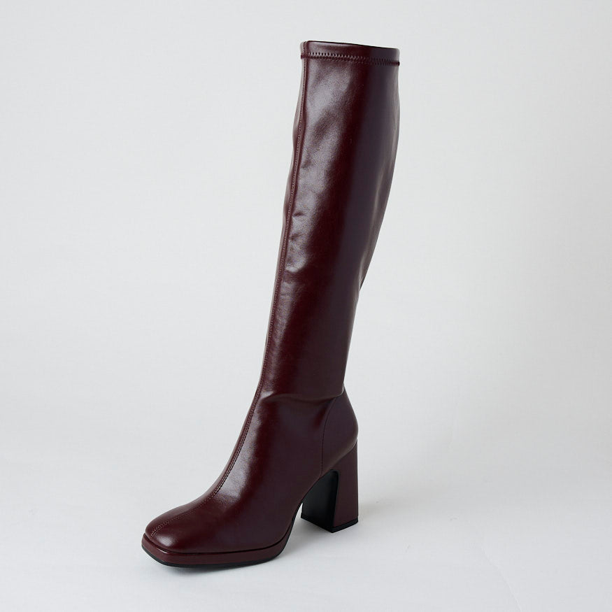 Lodi Knee High Stretch Burgundy Boots