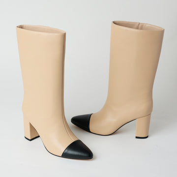 Lodi Cream Leather Boots