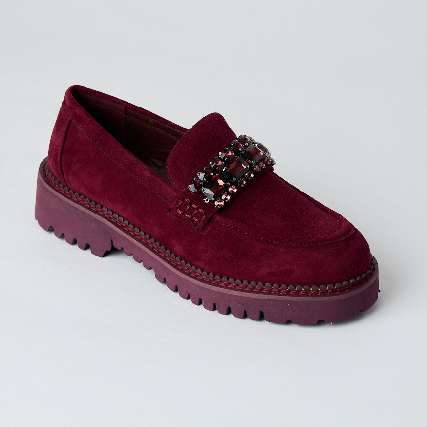 Lodi Wine Suede Leather Loafers