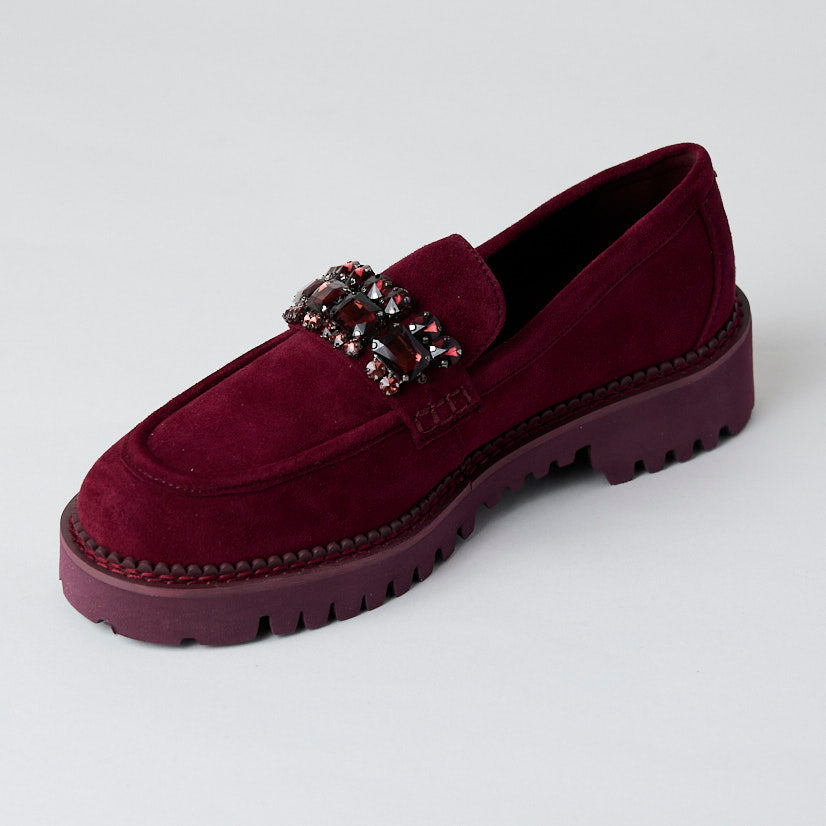 Lodi Wine Suede Leather Loafers