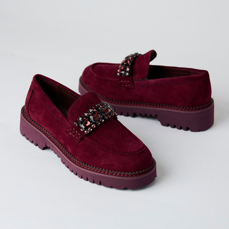 Lodi Wine Suede Leather Loafers