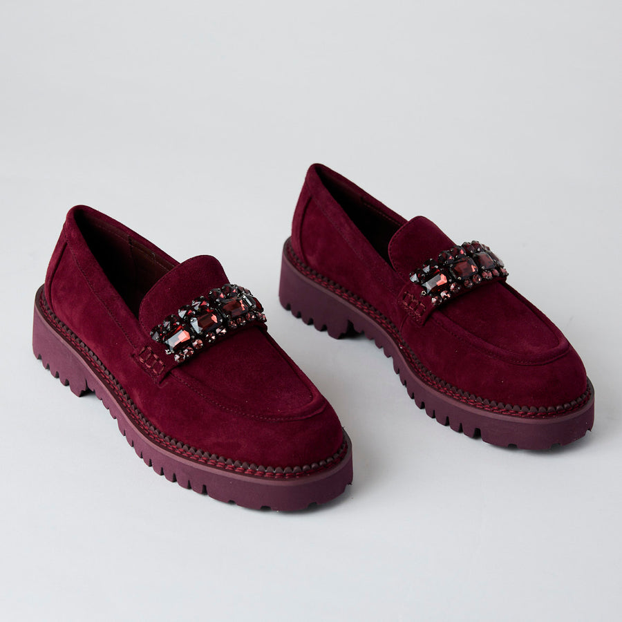 Lodi Wine Suede Leather Loafers