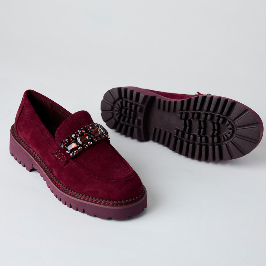 Lodi Wine Suede Leather Loafers