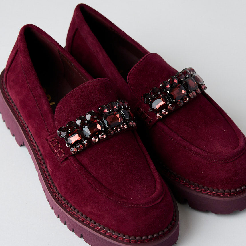 Lodi Wine Suede Leather Loafers