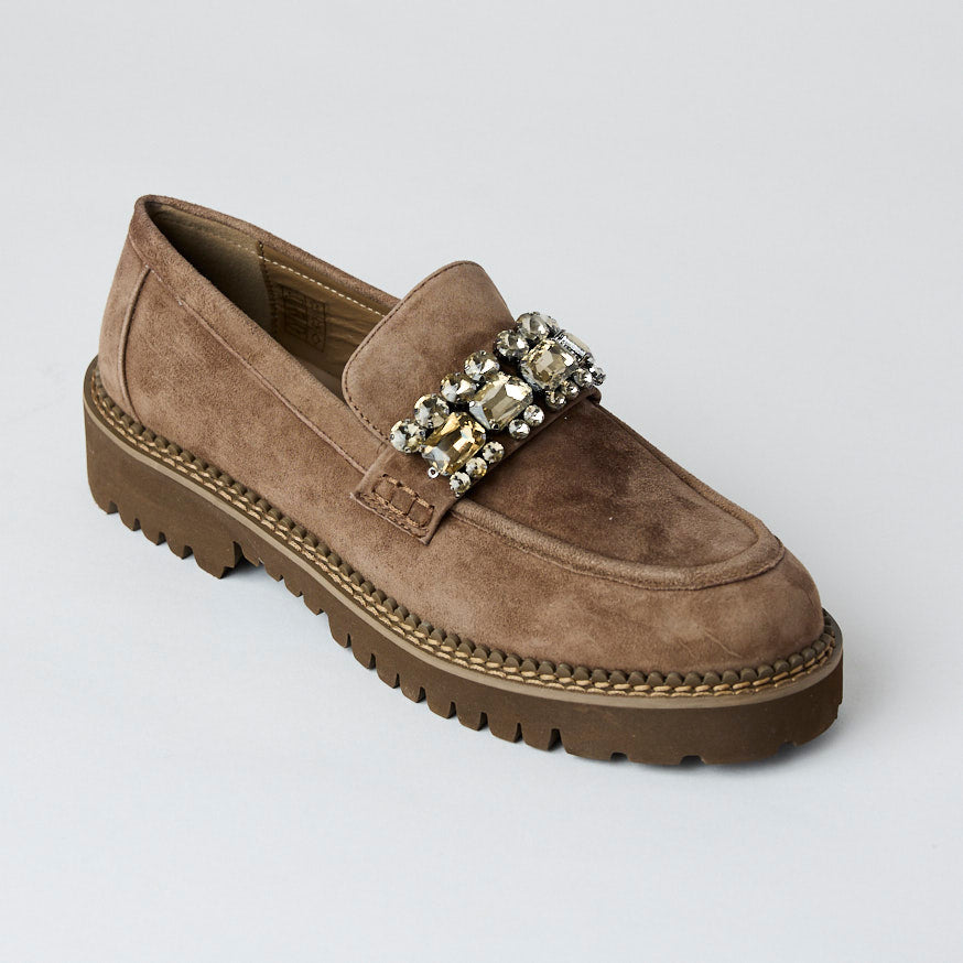 Lodi Taupe Suede Leather Loafers