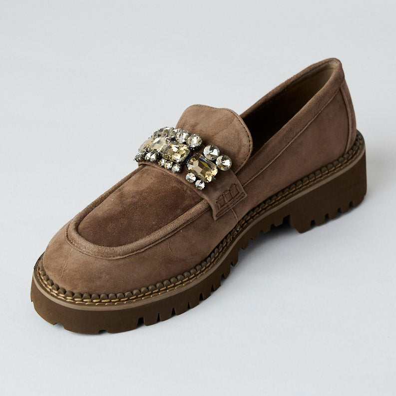 Lodi Taupe Suede Leather Loafers