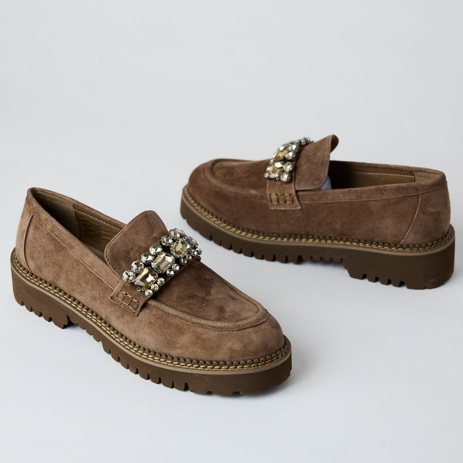 Lodi Taupe Suede Leather Loafers