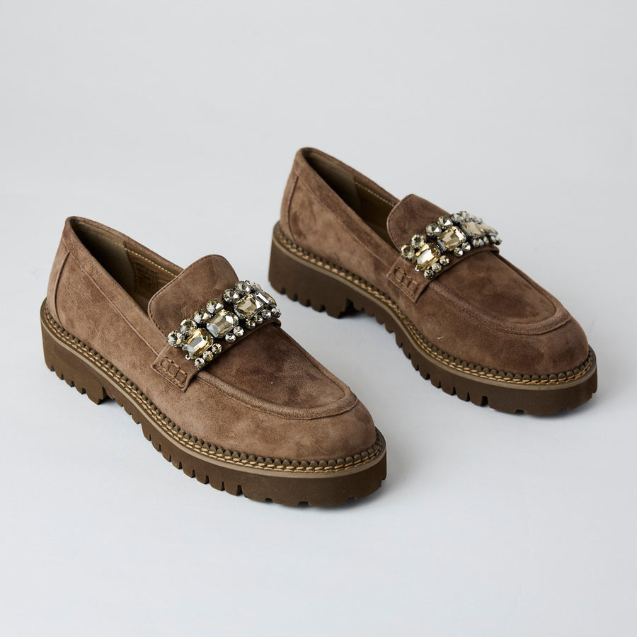 Lodi Taupe Suede Leather Loafers